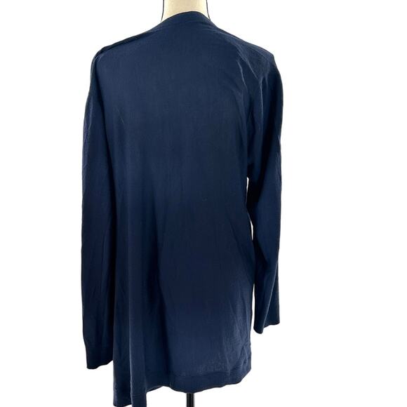 Lafayette 148 Cardigan Sweater XXL 2XL Navy Blue Side Button Wool Academia Work - Picture 3 of 8